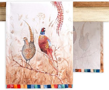 Maison d' Hermine Table Runner 100% Cotton Single Layer Table Runners 90 inches Long for Thanksgiving Christmas Decorations Home Kitchen Dining Party Wedding (Faisan D'Automne, 14.5" x 90")