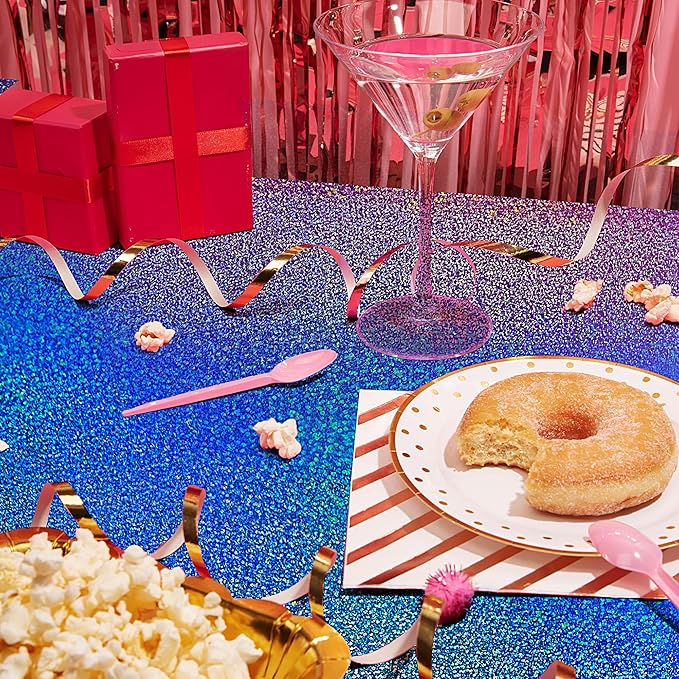 2 pcs Royal Blue Holographic Party Tablecloth 40" x 108" Iridescence Plastic Table Cloth Navy Blue Sparkly Table Covers for Graduation 4th of July Birthday Winter Christmas Party Decoration