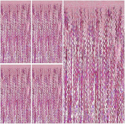Tinsel Foil Fringe Curtains Wavy Backdrop for Parties Sparkle Metallic Wavy Foil Fringe Backdrop Curtain for Party Decorations Photo Booth Props for Birthday Graduation Wedding