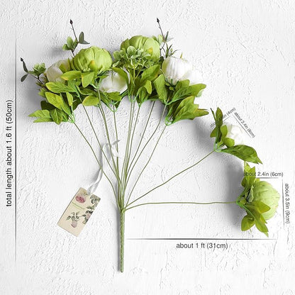FiveSeasonStuff Vintage Artificial Peonies Silk Peony Flowers and Hydrangeas for Wedding Bridal Home Décor – Beautiful Floral Centerpiece Arrangement 2 Bouquets (Country Rustic Brown Beige Green Mix)