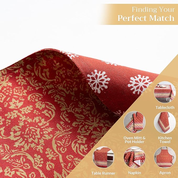 Maison d' Hermine Placemats Set of 4 100% Cotton Washable Cloth Place Mats, Reusable Table Mats for Thanksgiving Christmas Decorations Kitchen Dining Party Wedding Restaurant (Sofia, 13" x 19")