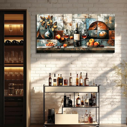 hyidecorart Large Wall Art For Kitchen Wall Decor For Living Room Dining Room Decorations Still Life Wine Glass Fruit Canvas Prints Painting Restaurant Posters Modern Stretched Artwork Home Decor