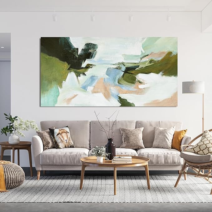 Suconvng Canvas Art Wall Decor Abstract Blue Painting Colorful Home Wall Decor Living Room Modern 24"X 48"Abstract Art Prints Artwork For Bedroom Multicolor