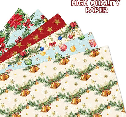Anor Wishlife Christmas Wrapping Paper,Xmas Wrapping Paper Roll,Holiday Wrapping Paper,20 * 27inch Christmas Party Decorations for Office,Home,Classroom(12pcs)