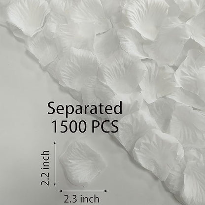 1500 PCS Separated White Rose Petals for Weddings, White Silk Flower Petals for Valentine's Day Decorations,Rose Petals for Romantic Night for Him Set
