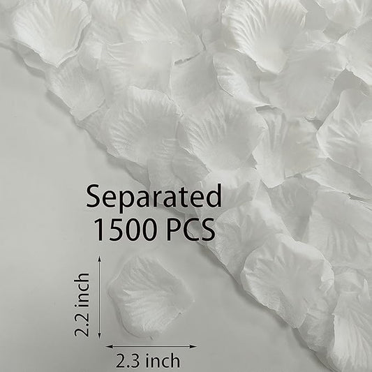 1500 PCS Separated White Rose Petals for Weddings, White Silk Flower Petals for Valentine's Day Decorations,Rose Petals for Romantic Night for Him Set