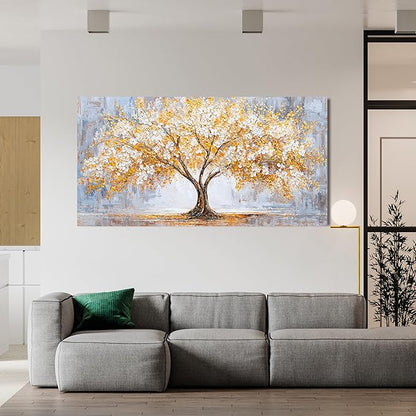 TAIJXAGSG Canvas Wall Art Decor Modern Botanical Wall Art Prints Art Work For Wall Decor Golden Tree of Life Wall Art Decorations Tree Wall Art Pictures For Living Room 20"X 40"Bedroom Office Decor