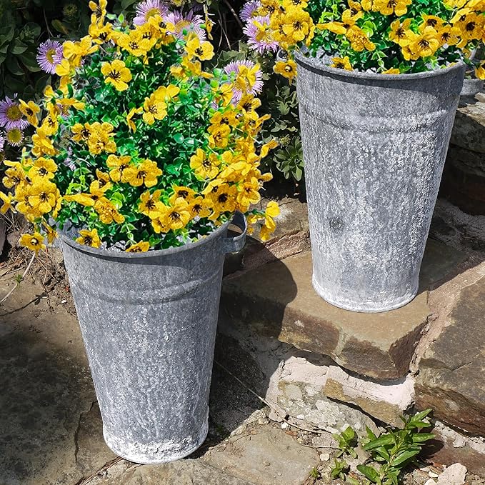 2 Pcs Artificial Boxwood Topiary Ball Trees - 23" With Ground Spike, Fake Evergreen Tree, UV Resistant Faux Greenery Shrubs & Bushes for Porch, Garden, Front Yard Decor, Indoor/Outdoor -Yellow