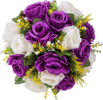 Flower Centerpieces for Wedding Tables: Wedding Table Decorations Purple & White Flower Balls Centerpieces for Engagement Cerebration Party Center Pieces 2 Packs