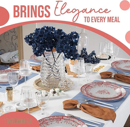 Trendables Plastic Plates For Party Supplies, Floral Disposable Plates For Party & Weddings 200 Pcs - 100 x 8 Dessert Plates & 100 x 10 Plastic Dinner Plates, Plate Set Disposable Dinnerware Sets