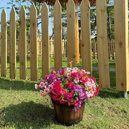 12 Bundles Artificial Flowers for Outdoor,No Fade UV Resistant Fake Flowers,Faux Plants for Outside Hanging Planters,Artificial Plants for Porch Garden Home Wedding Decor(Fuchsia,Purple,Pink)