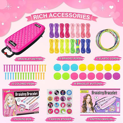 Dpai Friendship Bracelet Making Kit for Girls,DIY Arts and Crafts Toys,Jewelry String Maker Kit,The Best Birthday Gifts Ideas for Girls 6 7 8 9 10 11 12+ Years Old（Rose and Black