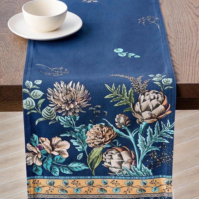 Maison d' Hermine Tablerunner 100% Combed Cotton Premium 14.50 Inch x 72 Inch Decorative Table Runner Table Runners, Dining, Buffet Party & Wedding, Artichoke (Double Layer)