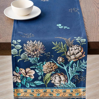 Maison d' Hermine Table Runners 100% Combed Cotton Premium 14.50 Inch x 108 Inch Tablerunner, Decorative Table Runner, Dining, Buffet Parties & Camping, Artichoke (Double Layer)