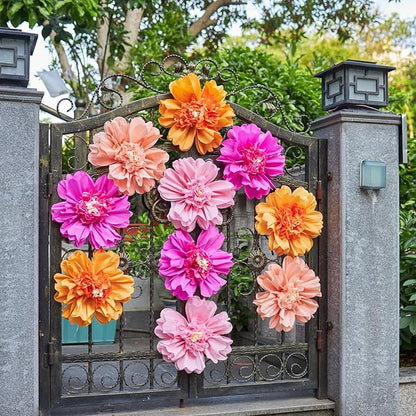 12PCS Tissue Paper Flowers，Handmade Colorful Giant Crepe Artificial Flowers Decorations for Wall,12 Inches Large Flowers for Wedding Birthday BabyShower Party Home Decor Supplies