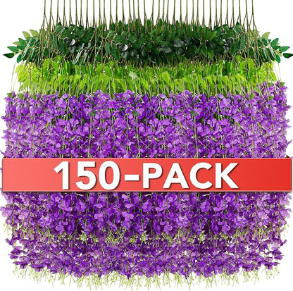 Wisteria Hanging Flowers,Fake Hanging Flowers,Wisteria artificiales Garland for Home Wedding Arch Floral Party Garden Ceremony Outdoor Decor,3.6 feet Long(150,Purple)
