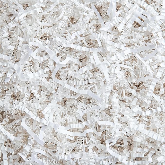 Uptotop 1 LB Crinkle Cut Paper Shred Filler for Gift Wrapping Basket Filling, Birthday, Christmas, Thanksgiving, Wedding, Mother's Day, White