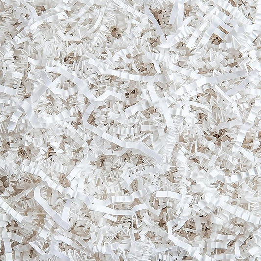 Uptotop 1 LB Crinkle Cut Paper Shred Filler for Gift Wrapping Basket Filling, Birthday, Christmas, Thanksgiving, Wedding, Mother's Day, White
