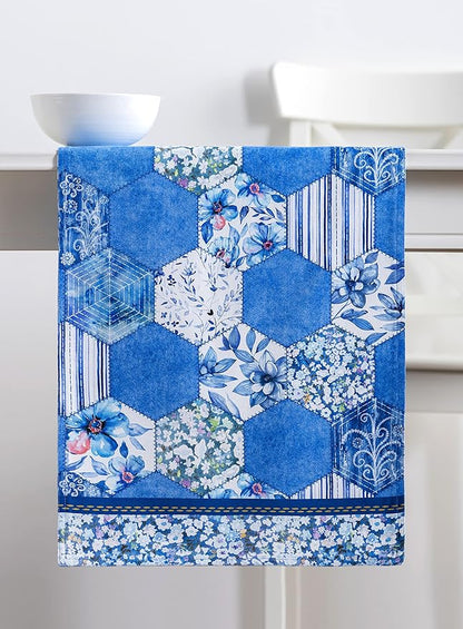 Maison d' Hermine Table Runner 100% Cotton Double Layer Table Runners 108 inches Long Decorative for Home Kitchen Dining Party Wedding Bridal Shower Spring Summer (Summer Blues, 14.50" x 108")