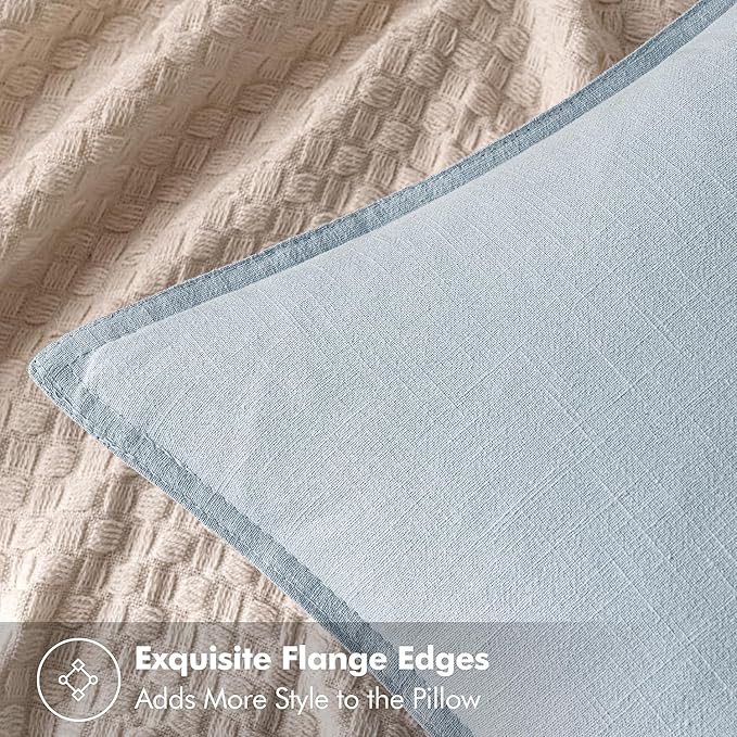 MIULEE Decorative Linen Pillow Covers 28x28 Inch Light Blue Boho Farmhouse Neutral Couch Throw Pillows for Bed Pack of 2 Accent Modern Pillowcase Sofa Livingroom Home Decor