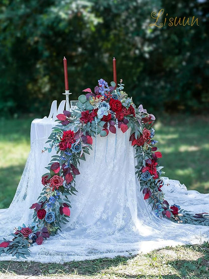 9FT Wedding Arch Flower Garland, Handmade Wedding Table Decorations,Head Table Floral Decor for Noble and Charming Wedding Ceremony