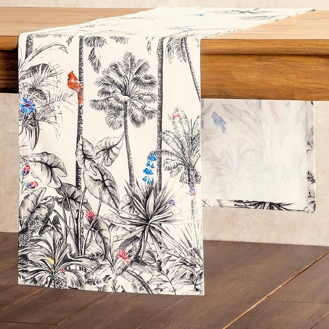 Maison d' Hermine Table Runner 100% Cotton Single Layer Table Runners 72 inches Long for Thanksgiving Christmas Decorations Home Kitchen Dining Party Wedding (Amazonia, 14.5" x 72")