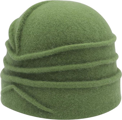 ZLYC Women Wool Cloche Bucket Hat 1920s Vintage Dress Winter Hats with Flower Accent