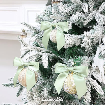 Sage Green Satin Ribbon Twist Tie Bows 5 Inch Pre-Tied Dusty Sage Gift Bows for Crafts, Treat Bags, Party Favors, Wedding, Baby Shower, Candy Apple, Christmas (36 Pack)