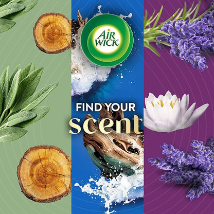 Air Wick Vibrant Scented Oils Plug In Scented Oil Refill, Infused with Essential Oils, Plug In Air Fresheners for Home, Blue Sea & Beach Wood, 4 ct