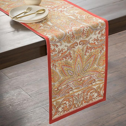 Maison d' Hermine Table Runner 100% Cotton Double Layer Table Runners 72 inches Long for Thanksgiving Christmas Decorations Home Kitchen Dining Party Wedding (Kashmir Paisley, 14.5" x 72")