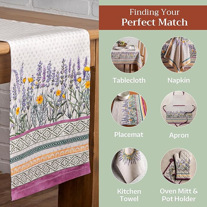 Maison d' Hermine Table Runner 100% Cotton Single Layer Table Runners 108 inches Long Decorative for Home Kitchen Dining Party Wedding Bridal Shower Spring Summer (Fanny Lavender, 14.50" x 108")