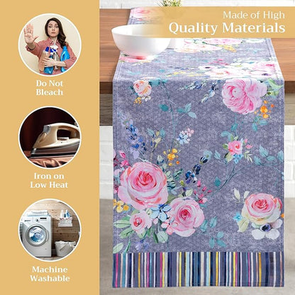 Maison d' Hermine Table Runner 100% Cotton Double Layer Table Runners 108 inches Long Decorative for Home Dining Party Wedding Bridal Shower Spring Summer (Sweet Rose Lavender - Lush, 14.50" x 108")