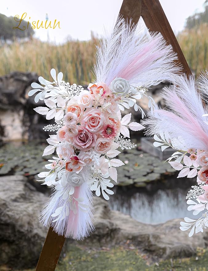 Wedding Arch Flowers, Artificial Flowers for Decoration, Large Flower Swag for Boho Styles Wedding Ceremony Floral Decor - Pack of 2