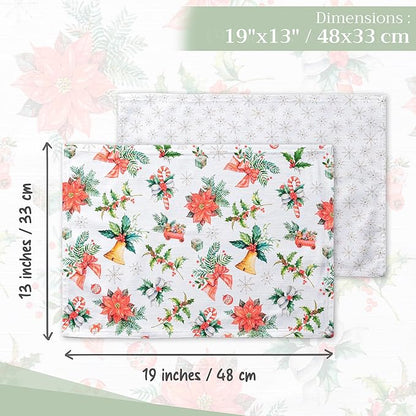 Maison d' Hermine Placemats Set of 4 100% Cotton Washable Cloth Place Mats, Reusable Table Mats for Thanksgiving Christmas Decorations Kitchen Dining Party Wedding Restaurant (Chromo, 13" x 19")