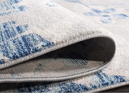 SAFAVIEH Evoke Collection 3' x 5' Grey/Light Blue EVK236J Floral Non-Shedding Living Room Bedroom Accent Rug