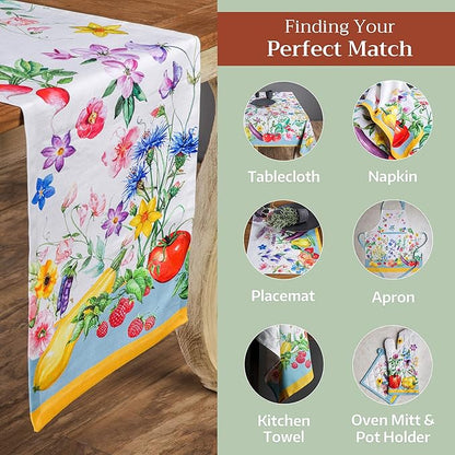 Maison d' Hermine Table Runner 100% Cotton Single Layer Table Runners 108 inches Long Decorative for Home Kitchen Dining Party Baby Shower Wedding Bridal Shower Spring Summer (Giverny, 14.50" x 108")