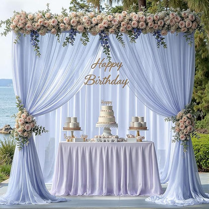 10ft x 10ft Baby Blue Backdrop Curtains, Wrinkle-Free Sheer Chiffon Fabric Photo Backdrop Draping Fabric for Wedding Arch Baby Shower Gender Reveal Photography Decorations