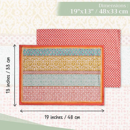 Maison d' Hermine Placemats Set of 4 100% Cotton Washable Cloth Place Mats, Reusable Table Mats for Kitchen Dining Decoration, Party, Wedding, Restaurant Spring/Summer (Provence, 13" x 19")