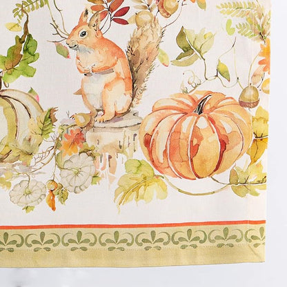 Maison d' Hermine Table Runner 100% Cotton Single Layer Table Runners 108 inches Long for Thanksgiving Christmas Decorations Home Kitchen Dining Party Wedding (Pumpkin Passion, 14.5" x 108")