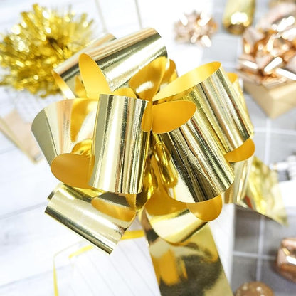 CT CRAFT LLC Gift Bows 22 PCS Set Multi Colored Assorted - Bow x 18 pcs + Kegg Roll x 4 pcs - Gold/Bronze Gold, Holiday Christmas Birthday Party Wrapping