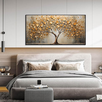 WDHCG Tree Pictures Wall Decor for Living Room - Gold Wall Art for Office - Frames Wall Art for Bedroom Size 29" x 59"