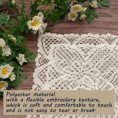 Jayla 2 Pcs Rectangle Lace Placemats for Tables Embroidered Lace Tablemats Vintage Crochet Floral Table Runner Vintage Wedding, Tea Party Decor,12x17 Inch