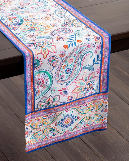 Maison d' Hermine Table Runner 100% Cotton Single Layer Table Runners 108 inches Long Decorative for Home Kitchen Dining Party Wedding Bridal Shower Spring Summer (Indian Floral, 14.50" x 108")