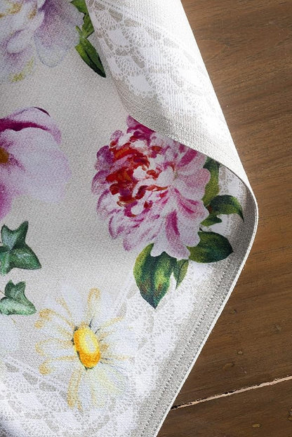 Maison d' Hermine Placemats Set of 4 100% Cotton Washable Cloth Place Mats, Reusable Table Mats for Kitchen Dining Decoration, Party, Restaurant Spring/Summer (Sweet Rose Lavender - Lush, 13" x 19")