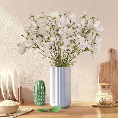 ATFL White Daisy Artificial Flowers, 8 Bundles 21.65'' Faux Silk Daisy with Stems for Home Garden Vase Decor