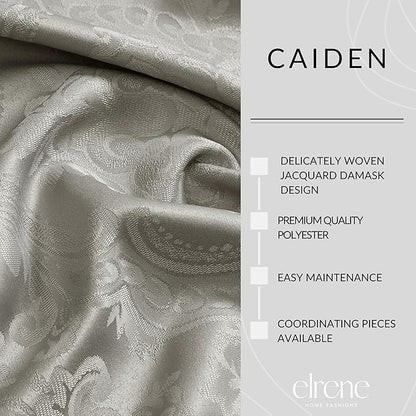 Elrene Home Fashions Caiden Elegance Damask Waterproof, Stain & Wrinkle Resistant Fabric Placemats (Set of 4), 13" x 19", Silver