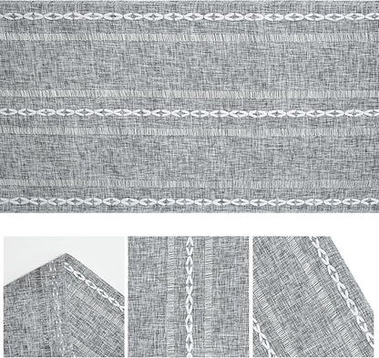 Artoid Mode Dark Grey Rustic Cotton Linen Table Runner, Seasonal Embroidered Hollow Kitchen Dining Table Decoration for Home Party Decor 13x60 Inch