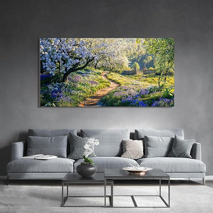 Large Canvas Wall Art Decor Large Modern Green Wall Art for Living Room Flower Tree Wall Art Prints Nature Art Work for Wall Decor Landscape Artwork for Walls Kitchen Bedroom Office Decor 29"X58"