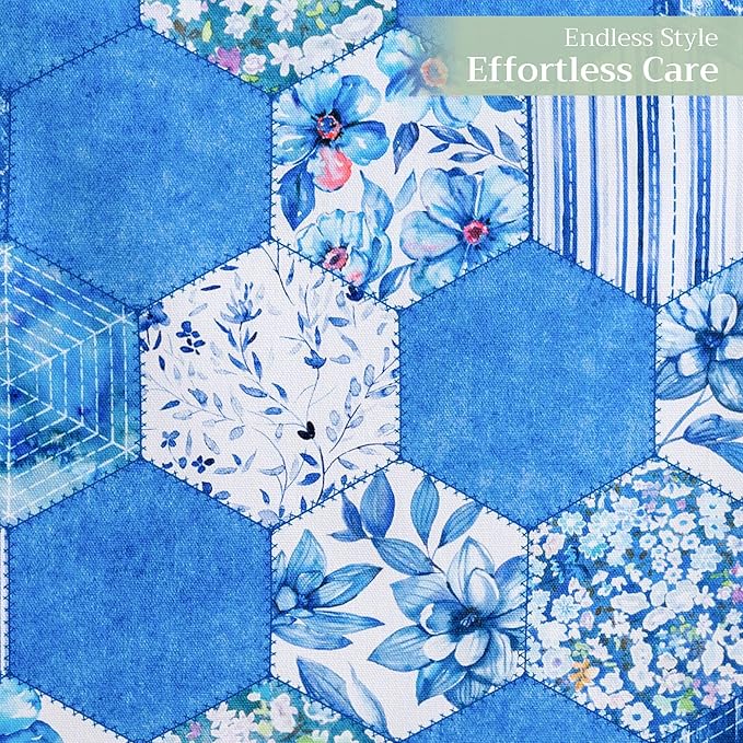 Maison d' Hermine Table Runner 100% Cotton Double Layer Table Runners 72 inches Long Decorative for Home Kitchen Dining Party Wedding Bridal Shower Spring Summer (Summer Blues, 14.50" x 72")