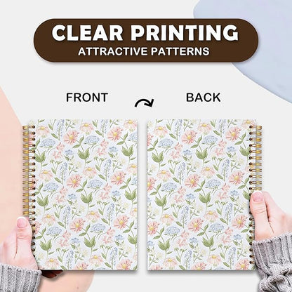 VIIJJUE Floral Notebook, Flower Journals for Writing, Hardcover Spiral Notebooks, 5.5x8.3 Inch